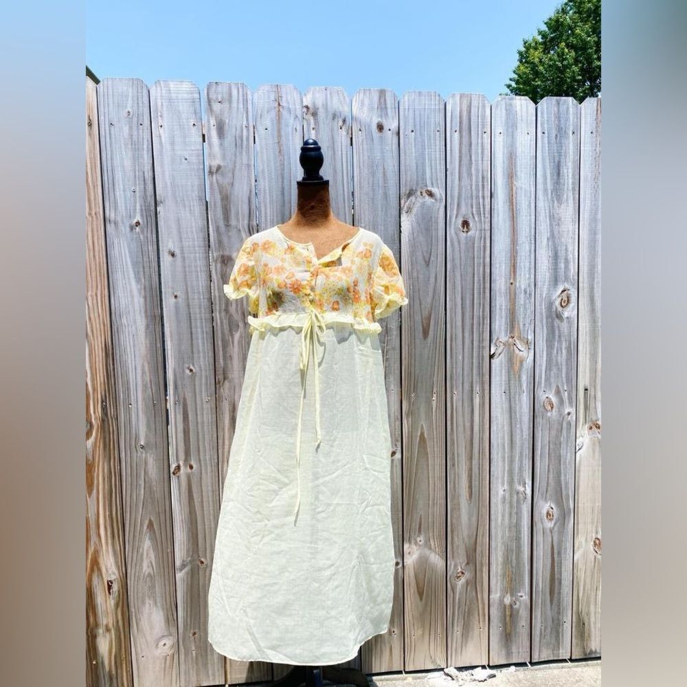 Vintage Kaftan Moomoo Fairy Prarie Cottage Floral Bohemian Floral Maxi Dress